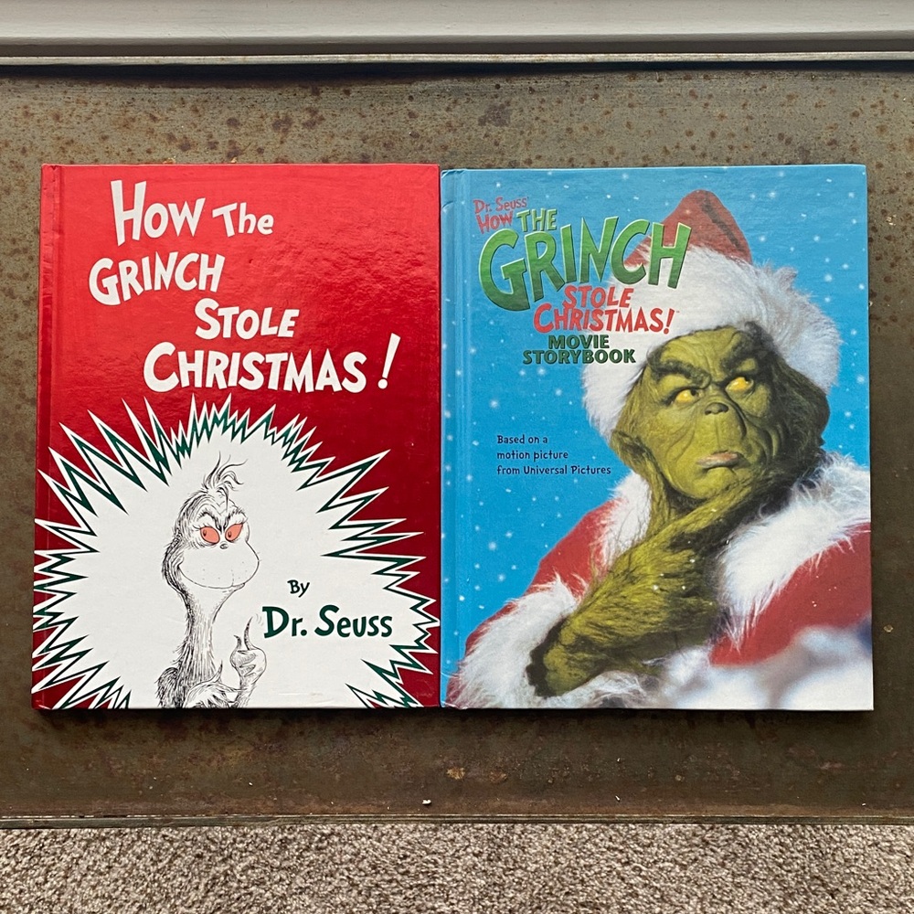 Dr Seuss “How the Grinch Stole Christmas”Book Set. Classic & Movie Storybook